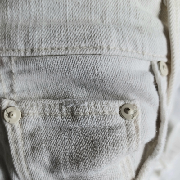 Mother Jeans The Insider Crop Step Fray in White with Black Stripes - Picture 10 of 16